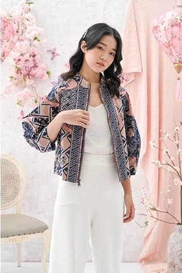 Bomber Jacket Batik Pattern from Indonesia - Batik Outer - KATCO